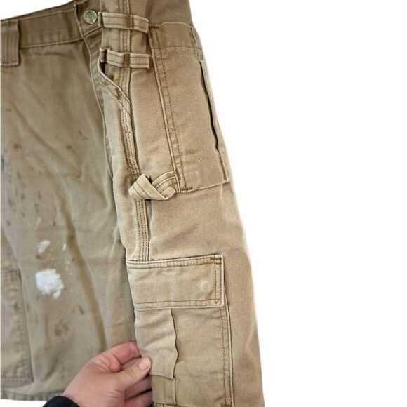 90s Carhartt duck canvas Mens 40 Distressed Faded Shorts tan - Picture 8 of 16